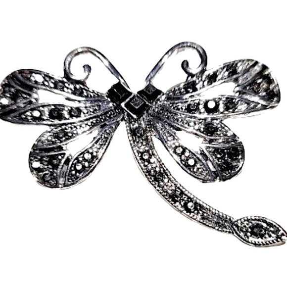 Vintage Silver-Tone and Marcasite Dragonfly Brooch - Picture 4 of 5